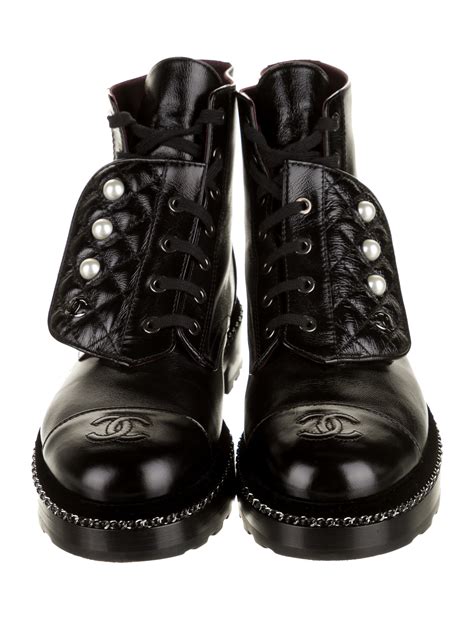 boots like chanel combat|Chanel boots with pearl heel.